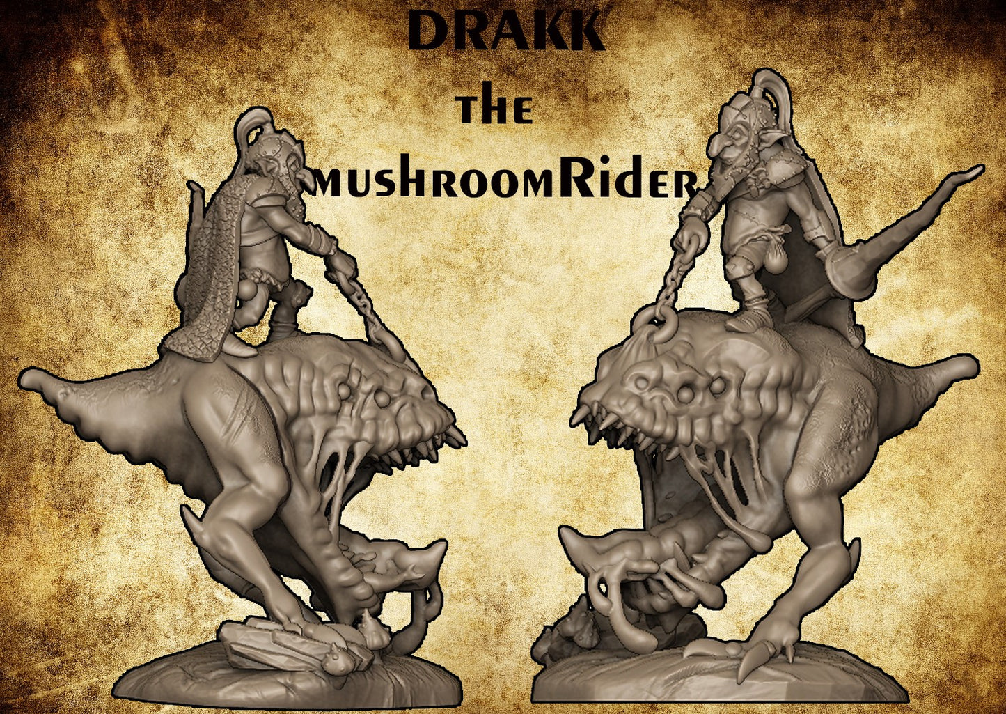 Drakk Mushroom Rider - Crazy Mushroom Studios - 3D Printed 32 mm