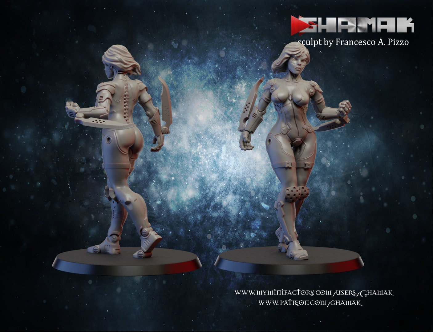 Akita Cyberpunk Pin-up by Ghamak - 32 mm scale