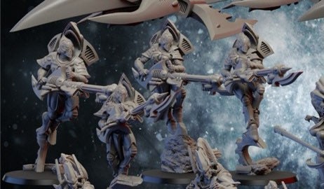 Space Elf Spectres Unit of 5 - Ghamak - 3D Printed 32 mm scale
