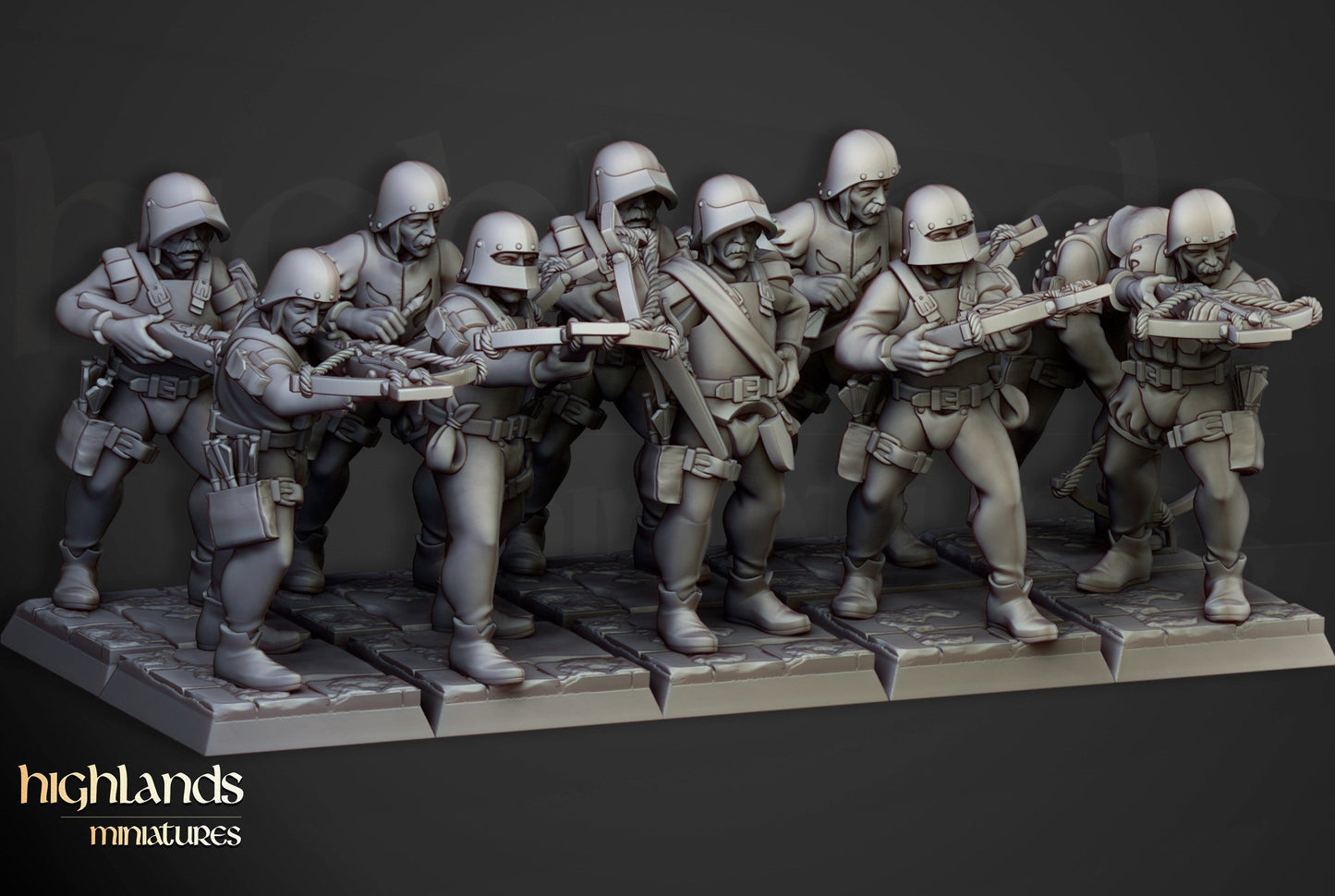 Sunland Crossbowmen Unit (10) - Empire of the Sun - Highlands Miniatures - 3D Printed 28/32 mm