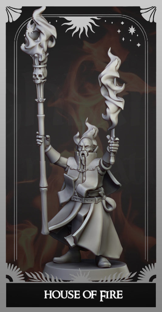 Mage - House of Fire - Empire of the Sun - Highlands Miniatures - 3D Printed 32 mm scale