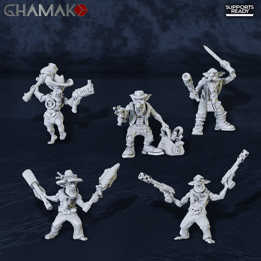 Wild Wild Orkz - Goblin Booger Slave Squad w/ Booger Driver - Ghamak 3D Printed 32 MM Scale