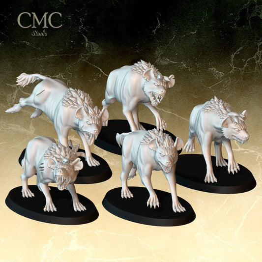 Hyena Pack (5) from The Feral Tribe Wild Ogres - CMC Studio - 3D Printed