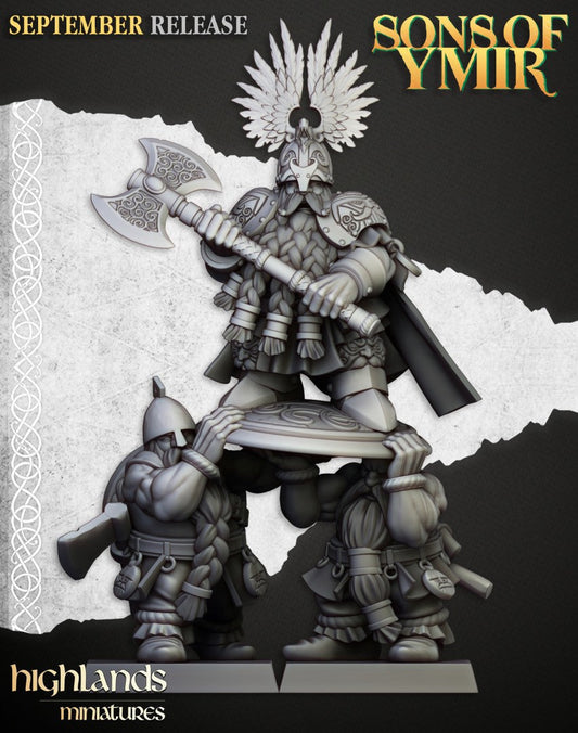 Dwarf King Ulric of Thrym-Heim - Sons of Ymir - Highlands Miniatures - 3D Printed 32 mm scale