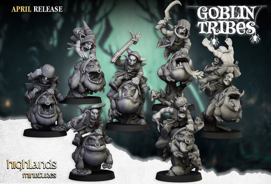 Swamp Goblin Frog Riders Unit (10) - Goblins Tribes - Highlands Miniatures - 3D Printed