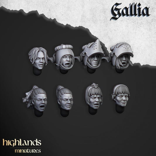 Female Heads for Knights of Gallia (24) - Highlands Miniatures - 3D Printed Britons