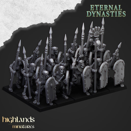 Ancient Skeletons with Spears (15) - Eternal Dynasties - Highlands Miniatures - 3D Printed 28/32 mm scale