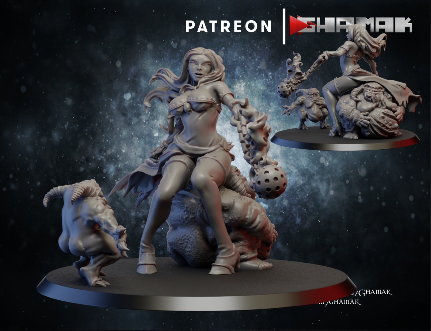 Chaos of Pestilence - Plague Spreader Pin-up - Ghamak - 3D Printed 32 mm