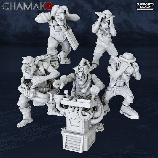 Wild Wild Orkz - Goblin Kannon Krew (5) - Ghamak 3D Printed 32 MM Scale